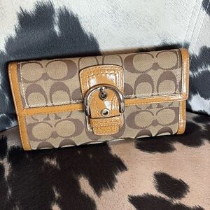 Coach Tan and Brown Signature Wallet